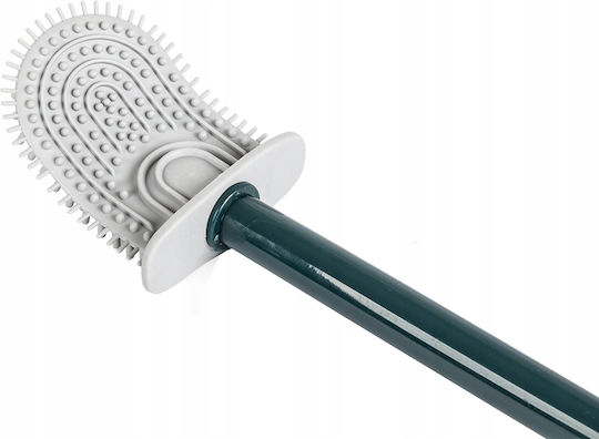 Silicone Toilet Brush, Ubx, With Holder, Wall Mount, Grey/blue, 38x7 Cm