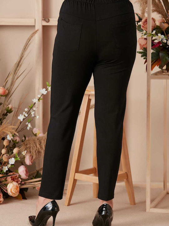 Bubble Chic Femei Bumbac Pantaloni cu Elastic Black