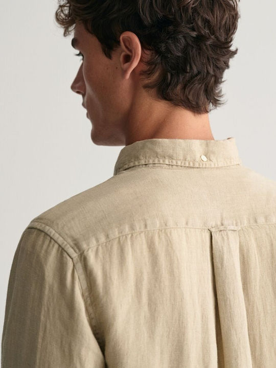 Long-sleeved Linen Shirt Beige