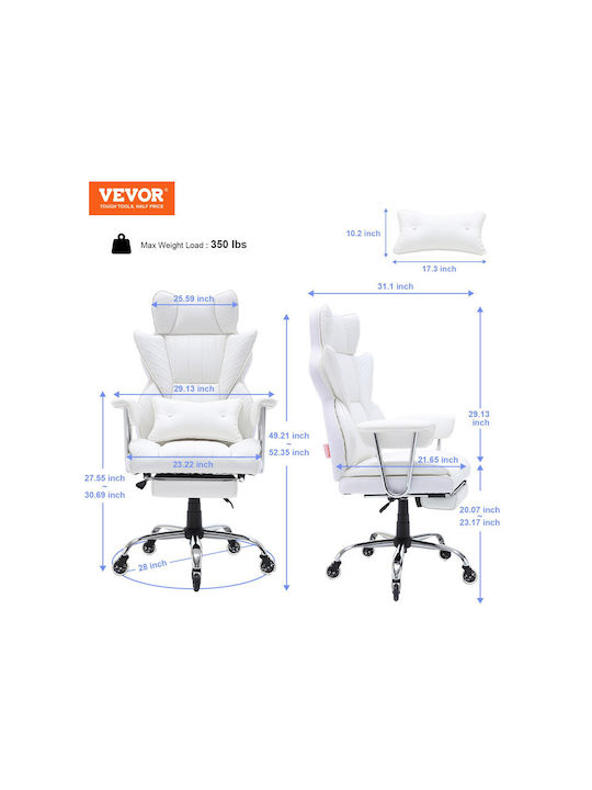 Vevor Scaun De Birou De Director Alb