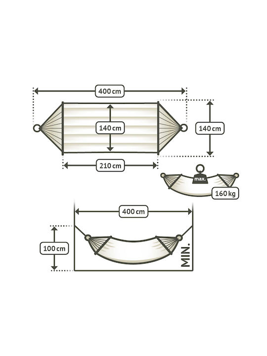 Showood Αιώρα King Size Υφασμάτινη Μπλε 400x140εκ.