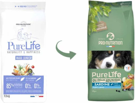 Flatazor Pure Life 12kg Dry Food Grain-Free & Gluten-Free for Large Breed Puppies with Fish, Vegetables, Chicken, Turkey, Pork, Duck and Tuna