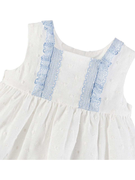 Embroidered Linen Παιδικό Φόρεμα Αμάνικο Λινό εκρού