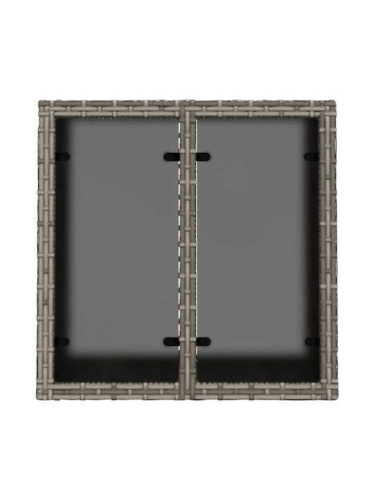 Sitting Room Outdoor Free Standing Table with Glass Surface and Rattan Frame Natural 55x55x37cm