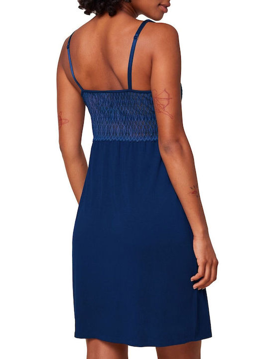 Triumph Sommer Mini Slip Dress Kleid Marineblau