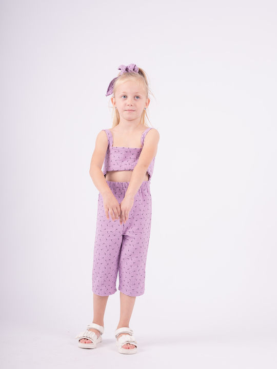 Kids' Linen Jumpsuit Lilac