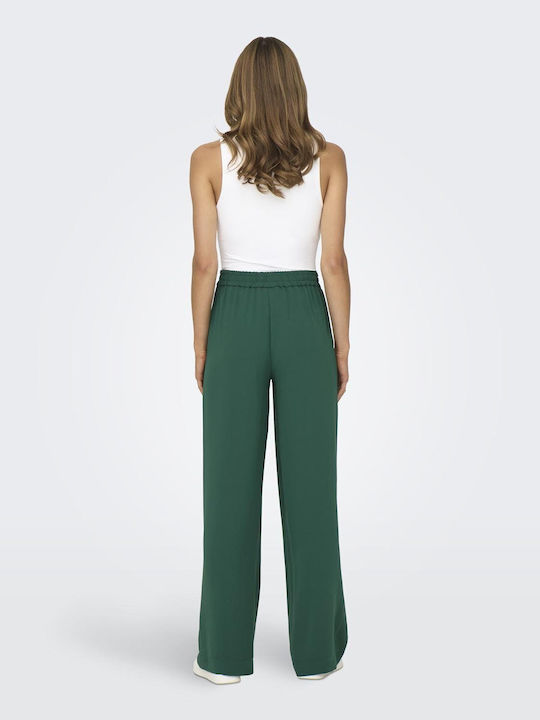 Only Women's Fabric Trousers with Elastic Green