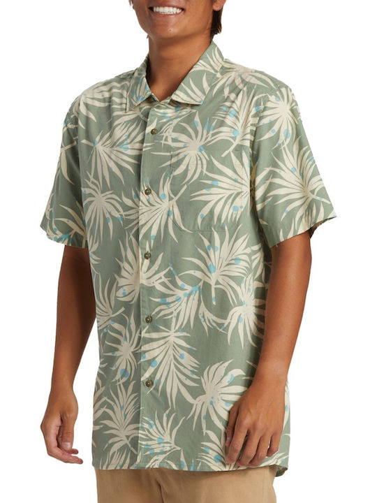 Beach Club Casual Short-sleeved Cotton Shirt Green