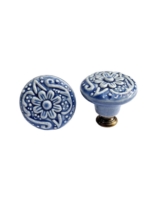 Premier Antique Knob Furniture made of Zamak & Porcelain & Metallic Bronze 35mm (Center Distance 35mm) 11848-000-ARG1 1pcs