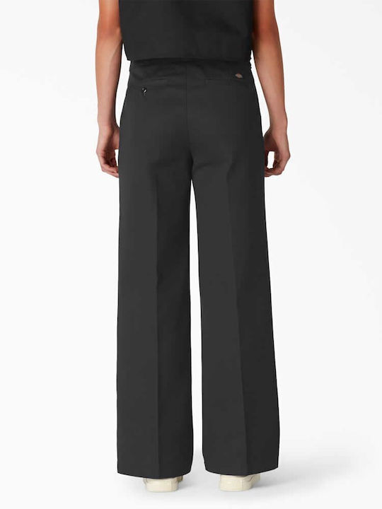 Dickies Damen Hochtailliert Baumwolle Palazzo-Hose Schwarz