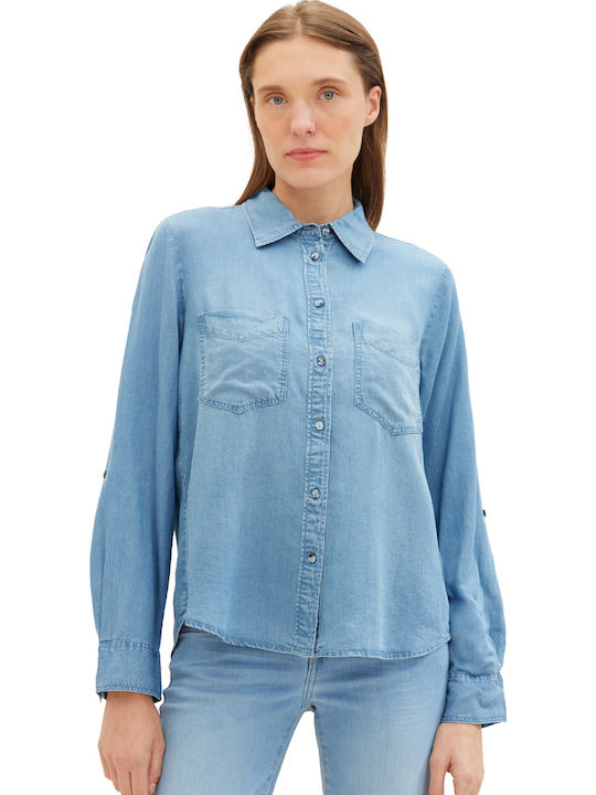 Langärmelig Damen Denim Hemd Gray