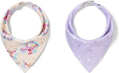 Babyono Bandana from 100% Cotton with Button Purple 2pcs