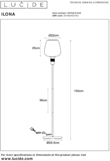 Lucide Lightning Φωτιστικό Δαπέδου με Ντουί για Λαμπτήρα E27 Καφέ