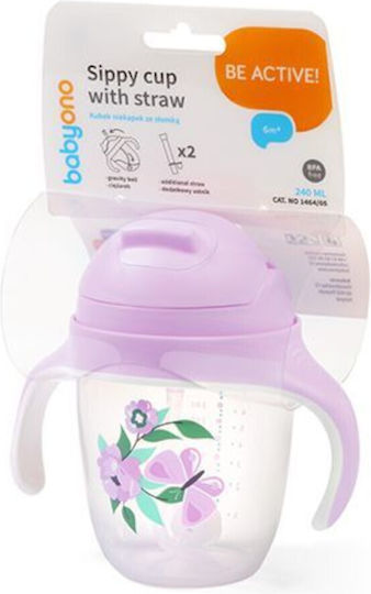 Babyono Educational Sippy Cup Plastic with Handles Purple for 6m+m+ 240ml