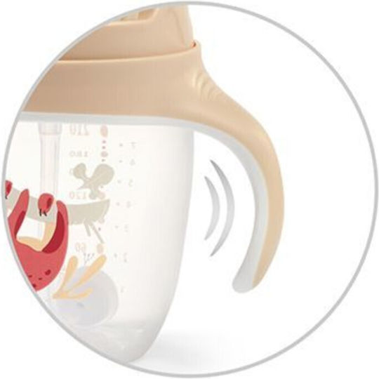 Babyono Educational Sippy Cup Plastic with Handles Beige for 6m+m+ 240ml