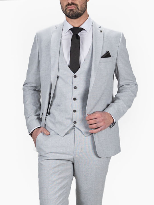 Boston Men's Summer Suit with Vest Gray