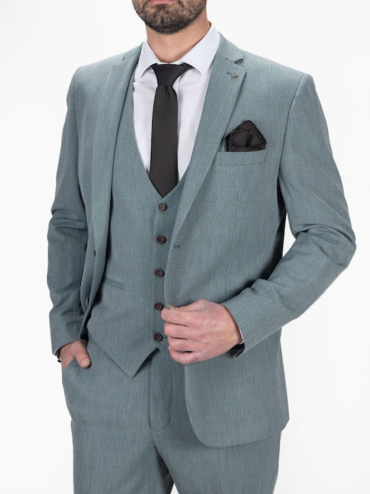 Boston Men's Summer Suit with Vest Green