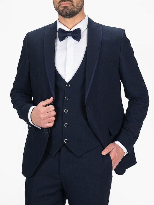 Boston Men's Summer Suit with Vest Navy Blue