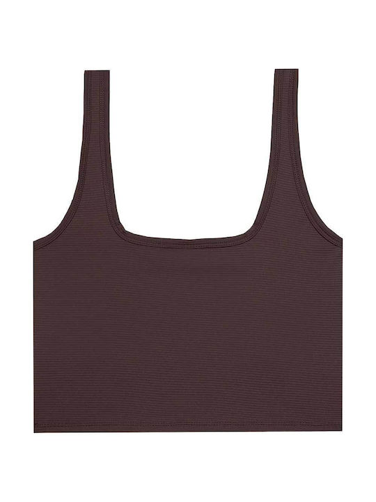 4F Дамско Спортно Crop Top Без Ръкави Кафяв