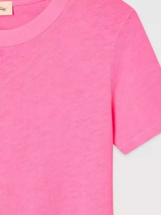American Vintage Women's Summer Blouse Cotton Short Sleeve Pink