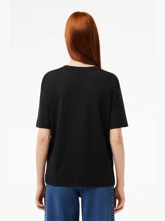 Lacoste Women's T-shirt with V Neck Black