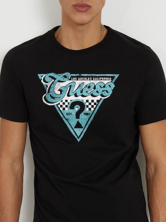 Guess Herren T-Shirt Kurzarm Schwarz