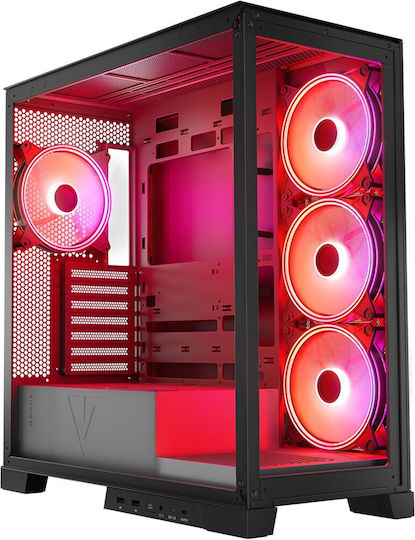 Modecom Volcano Space Apex ARGB Gaming Midi Tower Κουτί Υπολογιστή με Πλαϊνό Παράθυρο Μαύρο