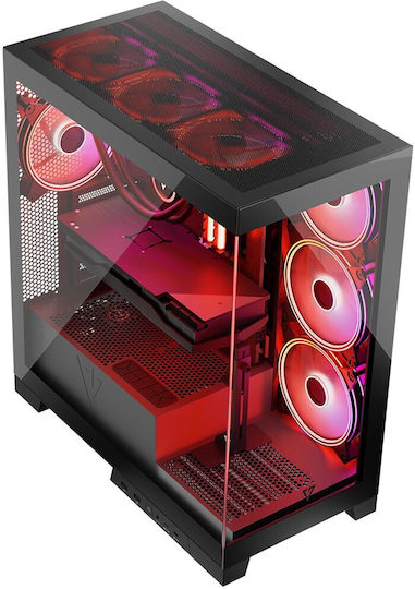 Modecom Volcano Space Apex ARGB Gaming Midi Tower Κουτί Υπολογιστή με Πλαϊνό Παράθυρο Μαύρο