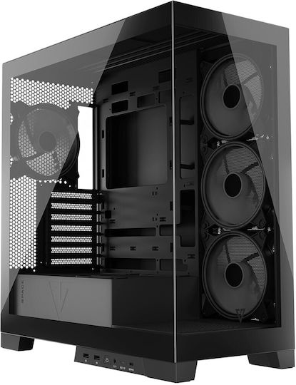 Modecom Volcano Space Apex ARGB Gaming Midi Tower Κουτί Υπολογιστή με Πλαϊνό Παράθυρο Μαύρο