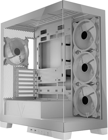 Modecom Volcano Space Apex ARGB Геймърско Midi Tower Компютърна Кутия с Страничен Прозорец Бяла
