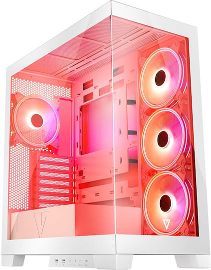 Modecom Volcano Space Apex ARGB Геймърско Midi Tower Компютърна Кутия с Страничен Прозорец Бяла