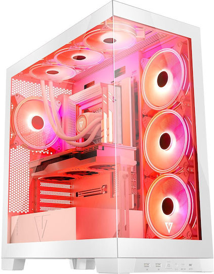 Modecom Volcano Space Apex ARGB Геймърско Midi Tower Компютърна Кутия с Страничен Прозорец Бяла