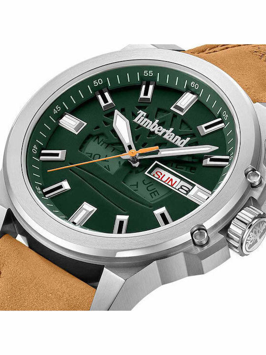 Timberland Ανδρικό Ρολόι 46mm Μπαταρίας με Καφέ Δερμάτινο Λουράκι