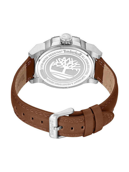 Timberland Ανδρικό Ρολόι 46mm Μπαταρίας με Καφέ Δερμάτινο Λουράκι