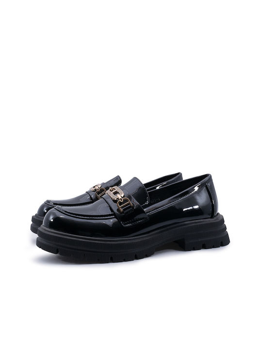 Love4shoes Damen Loafers in Schwarz Farbe