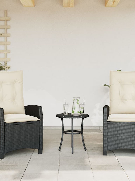 Bistro Living Room Set for Small Outdoor Spaces 3 Pieces Black with Pillows