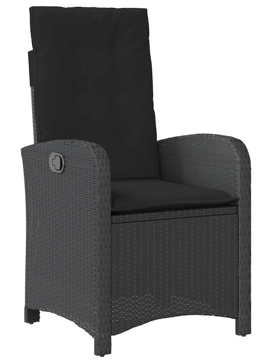 Bistro Garden & Outdoor Furniture Set for Small Outdoor Spaces 3 Pieces Black with Pillows