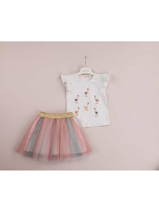 Baby Rose Kids Set with Skirt Summer 2pcs Pink