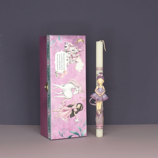 Easter Ballerina Candle White In Clockwork Box With Unicorn (24150w)