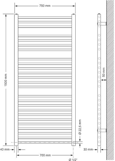 LuxeBath Electric Towel Rail 1200W 150x75cm White