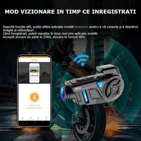 EJEAS K1 Einzelne Gegensprechanlage für Motorradhelm mit Bluetooth & Kamera