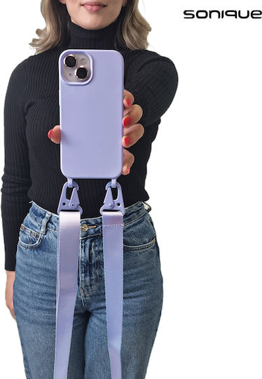 Sonique Strap Umschlag Rückseite Silikon 0.5mm mit Band Flieder (Galaxy A25 5G)