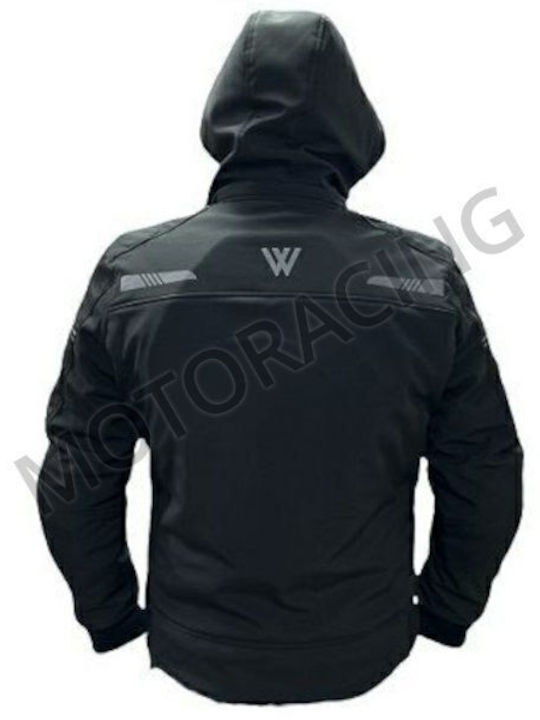 Winger Winter Herren Motorradjacke Softshell Schwarz