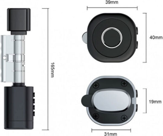 Liliwise Electronic Lock in color Black with Connectivity Bluetooth