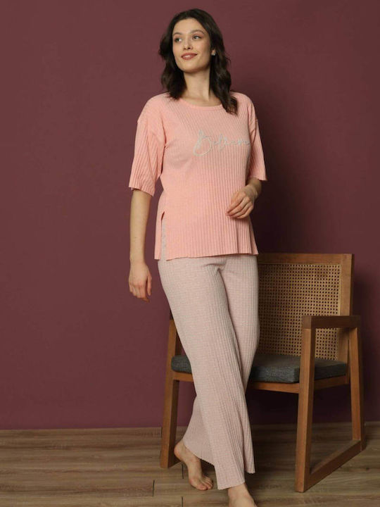 Marilyn Mood Winter Damen Pyjama-Set Baumwolle Rosa