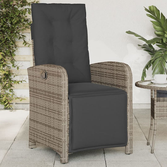 Outdoor-Stuhl Rattan Grey mit Kissen 2Stück 57x61x93εκ.