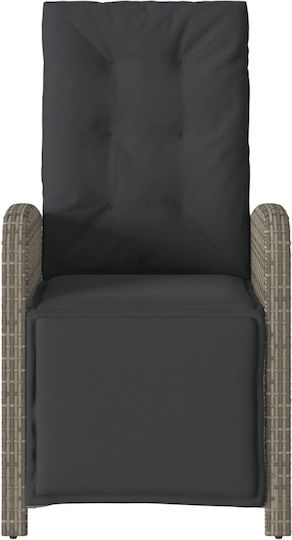 Outdoor Chair Rattan Grey with Cushion 57x61x93cm