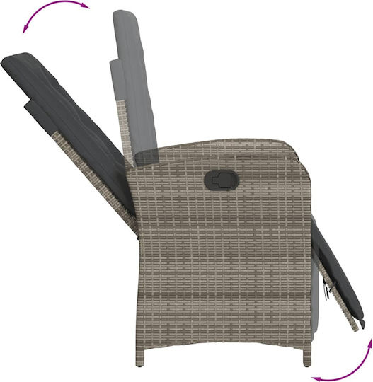 Outdoor Chair Rattan Grey with Cushion 57x61x93cm