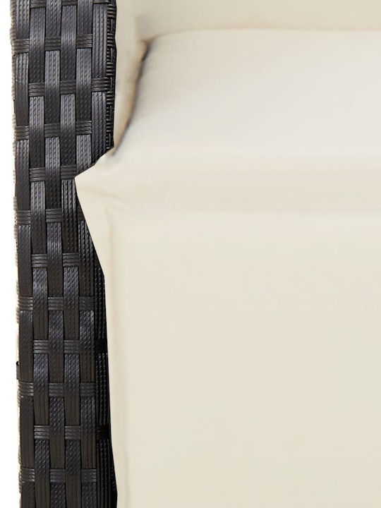 Outdoor Chair Rattan Black with Cushion 1pcs 57x66x93cm.