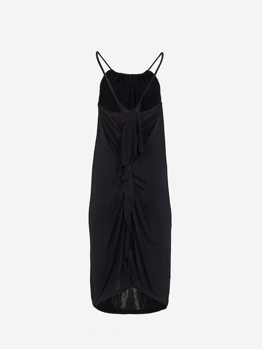 Giorgio Armani Midi Evening Dress with Ruffle Black